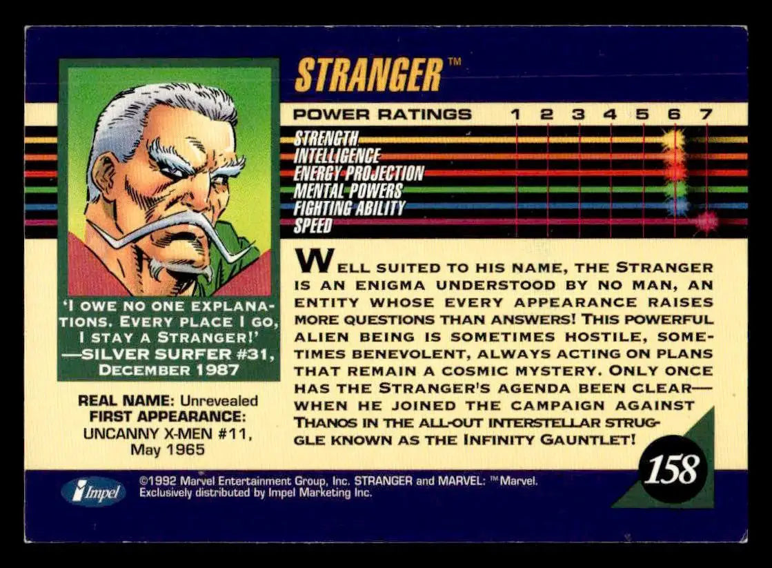 1992 Impel Marvel Universe #158 Stranger trading card from the Marvel Universe collection