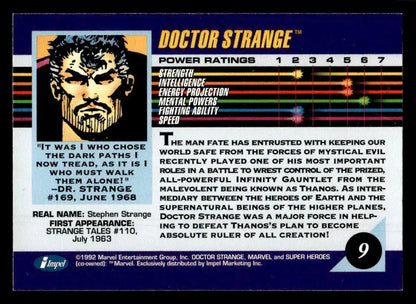 Trading card featuring Doctor Strange from 1992 Impel Marvel Universe series