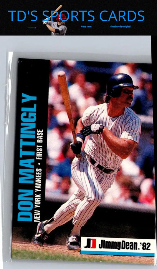 Don Mattingly baseball card from 1992 Jimmy Dean collection with vintage design
