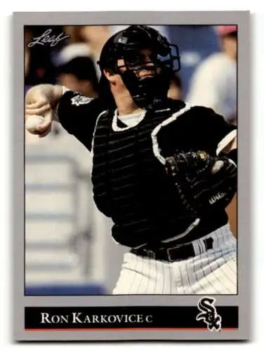 1992 Leaf #105 Ron Karkovice Chicago White Sox Baseball Card with original gloss