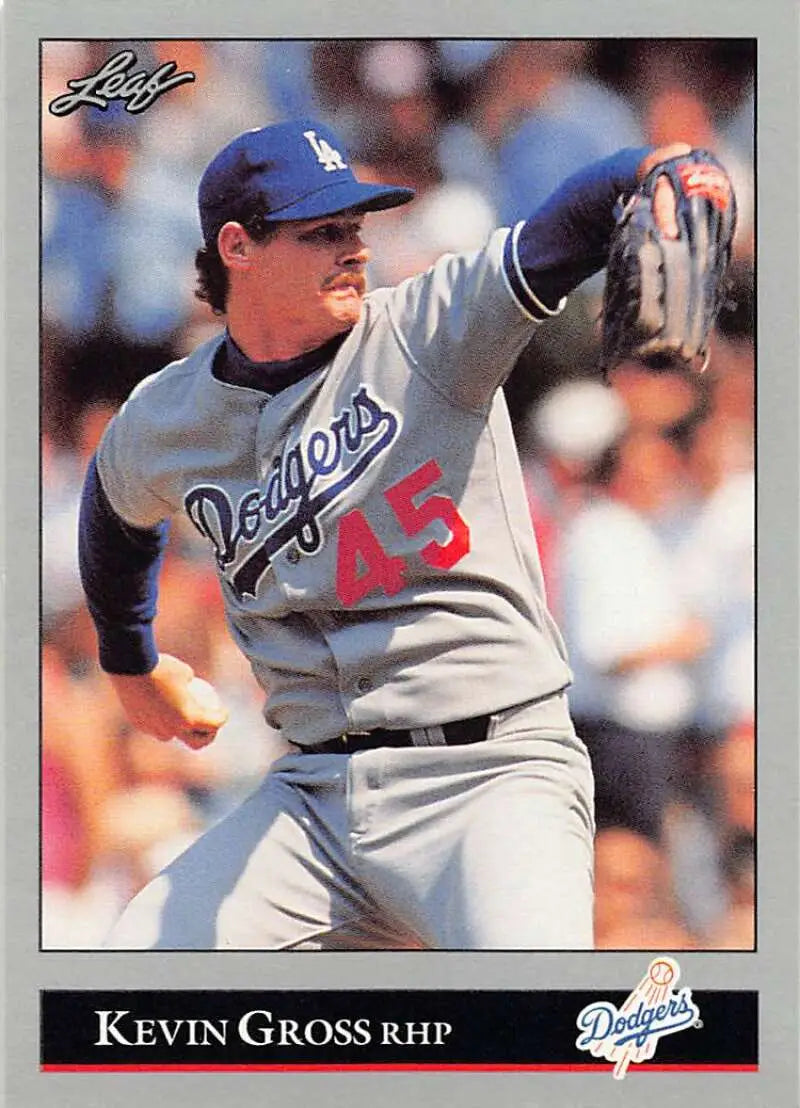 Kevin Gross NM-MT Baseball Card of Dodgers pitcher in gray road uniform, number 45