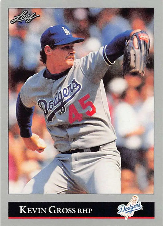 Kevin Gross NM-MT Baseball Card of Dodgers pitcher in gray road uniform, number 45
