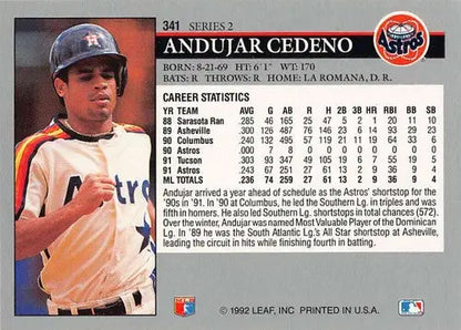 1992 Leaf #341 Andujar Cedeno EX/NM Astros ID:60435 - Trading Cards