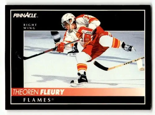 Theoren Fleury Flames hockey card from 1992 Pinnacle #125, EX/NM condition