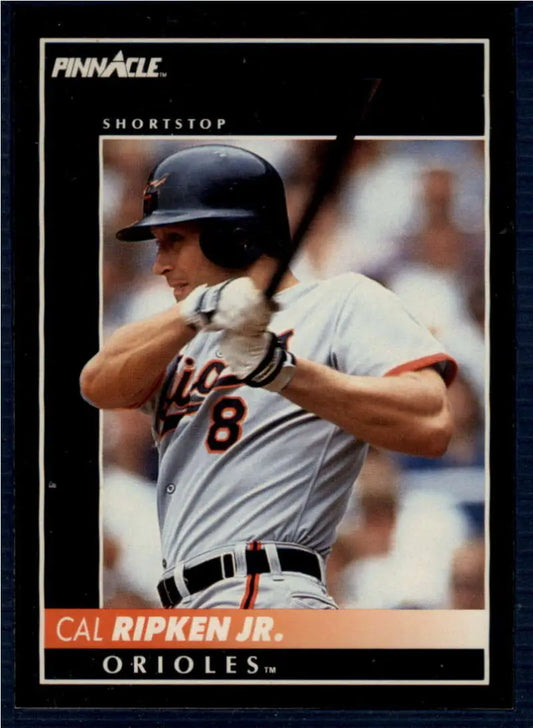 Cal Ripken Jr. at bat on 1992 Pinnacle Baltimore Orioles baseball card