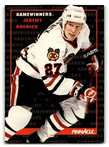 Original gloss Jeremy Roenick Chicago hockey card from 1992 Pinnacle #256 ROenick CHicago Blackhawks