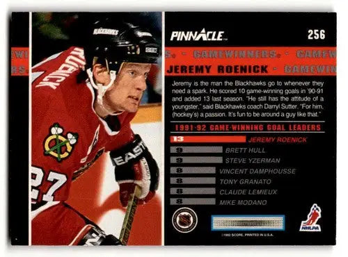 Jeremy Roenick Chicago hockey card with original gloss from 1992 Pinnacle series