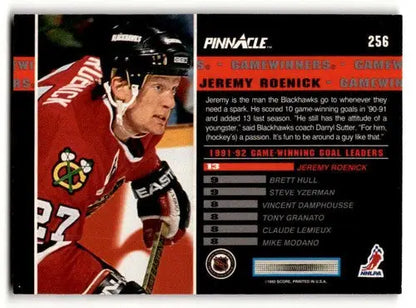Jeremy Roenick Chicago hockey card with original gloss from 1992 Pinnacle series