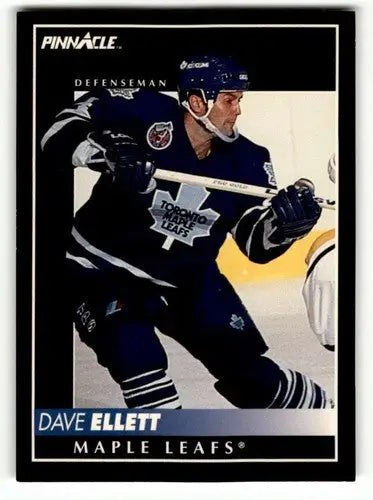 Original gloss 1992 Pinnacle Dave Ellett Maple Leafs hockey card featuring Ellett Maple Leafs team