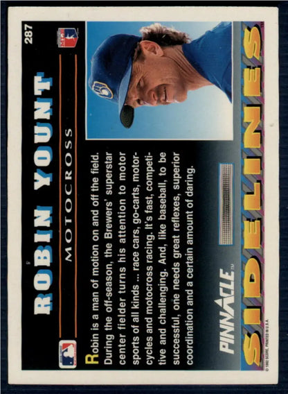 Baseball card featuring Robin Yount of the Milwaukee Brewers from Pinnacle brand