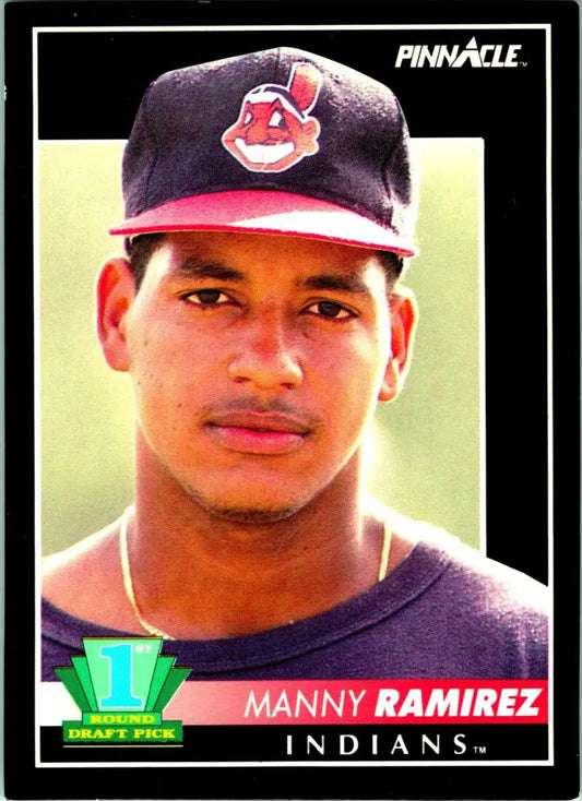 Manny Ramirez Cleveland Indians baseball card with navy cap and Chief Wahoo logo