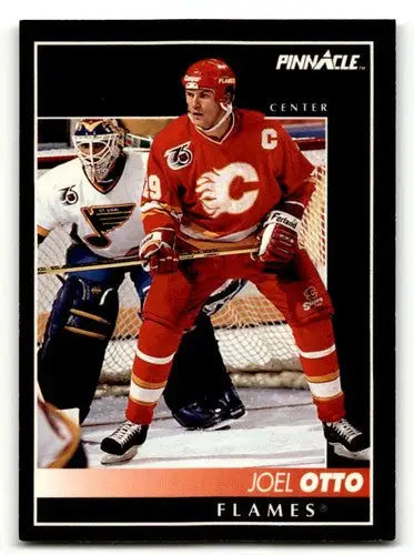 Original gloss Joel Otto Calgary hockey card from 1992 Pinnacle #328 Otto Calgary Flames