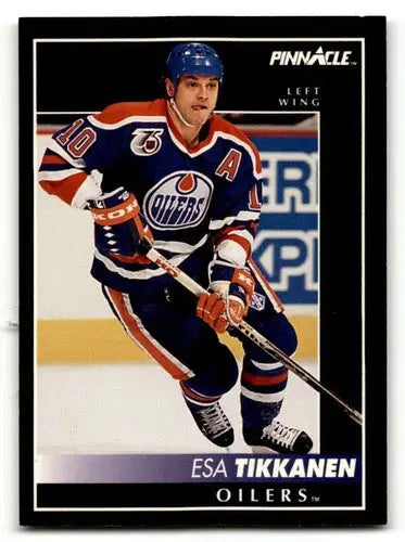 Esa Tikkanen Edmonton hockey card from 1992 Pinnacle with original gloss, Edmonton Oilers image