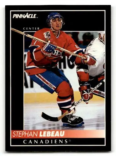 Original gloss Stephan Lebeau Montreal Canadiens hockey card from 1992 Pinnacle set