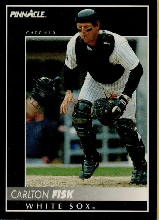 Baseball catcher Carlton Fisk in Chicago White Sox uniform on 1992 baseball card
