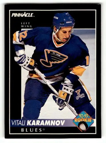 Original gloss Vitali Karamnov St. Louis Blues hockey card from 1992 Pinnacle #398