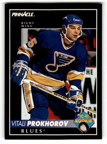 Vitali Prokhorov Blues hockey card from 1992 Pinnacle with original gloss in Blues hockey cards collection