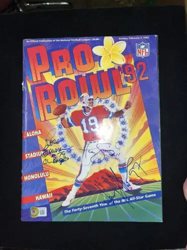 Signed 1992 Pro Bowl program featuring Emmitt Smith, Barry Sanders, and 30 signatures