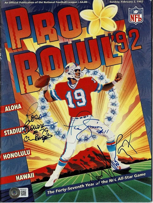 Signed 1992 Pro Bowl program featuring Emmitt Smith, Barry Sanders, and other stars