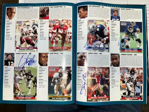Autographed 1992 Pro Bowl yearbook featuring Emmitt Smith Barry Sanders signatures