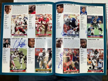 Autographed 1992 Pro Bowl yearbook featuring Emmitt Smith Barry Sanders signatures