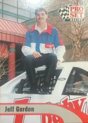 1992 Pro Set Jeff Gordon trading card featuring Jeff Gordon racing image