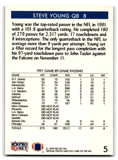 1992 Pro Set #5 Steve Young - Trading Cards