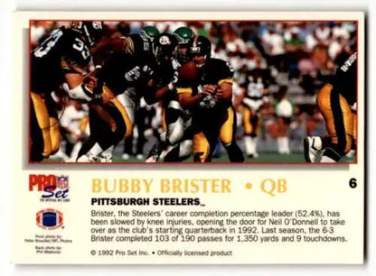 Bubby Brister Pittsburgh Steelers 1992 Pro Set Power football card with original gloss