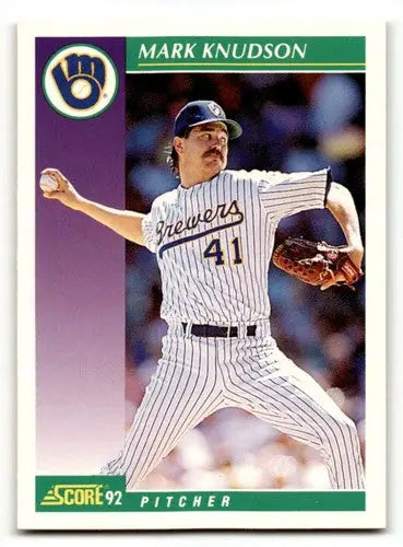 1992 Score #373 Mark Knudson Milwaukee Brewers Baseball Cards EX/NM ID:60482 - Baseball Cards
