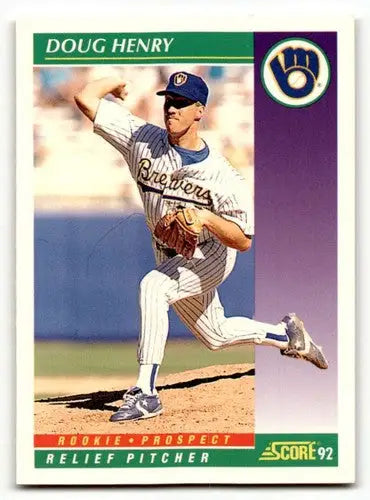 1992 Score #421 Doug Henry Milwaukee Brewers Baseball Cards EX/NM ID:60461 - Baseball Cards