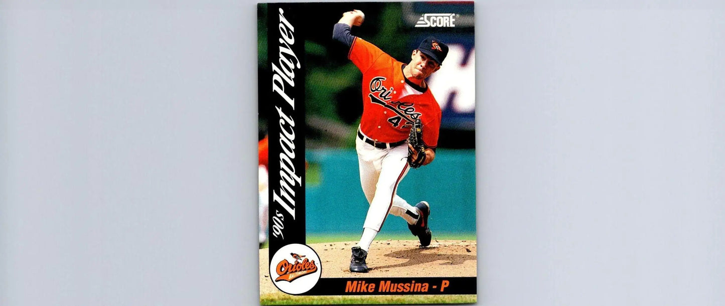 1992 Score #48 Mike Mussina trading card featuring 90’s Impact Players design