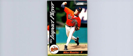 1992 Score #48 Mike Mussina trading card featuring 90’s Impact Players design