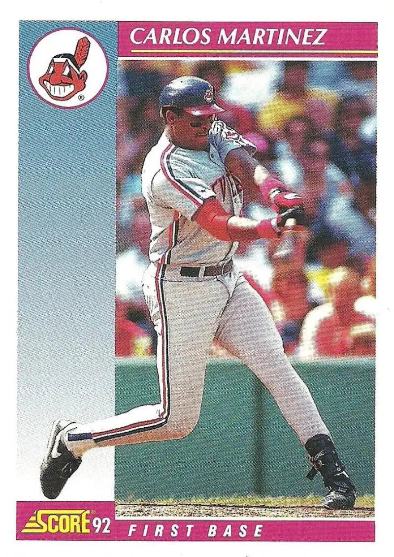 Cleveland Indians Baseball Card of Carlos Martinez from 1992 Score set at bat