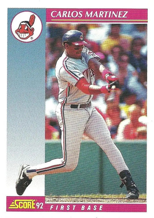 Cleveland Indians Baseball Card of Carlos Martinez from 1992 Score set at bat
