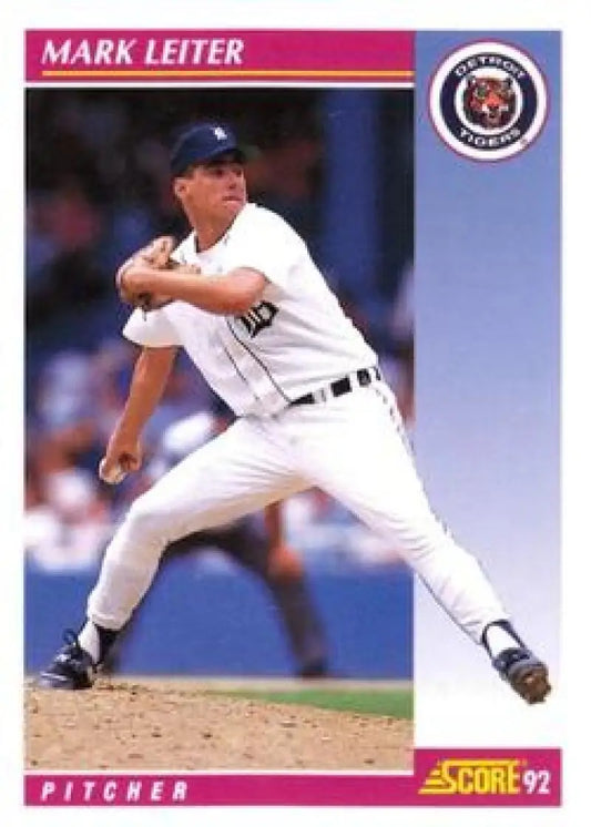 Baseball pitcher Mark Leiter in Detroit Tigers uniform delivering on the mound