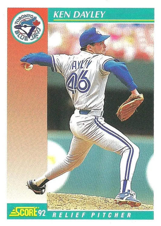 Baseball card of Ken Dayley pitching for the Toronto Blue Jays wearing number 46