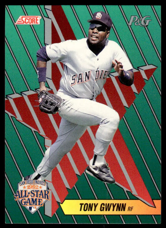 Baseball player in San Diego Padres uniform running, featured on Tony Gwynn baseball card