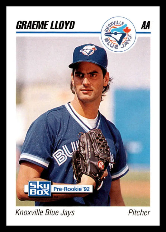 Baseball card of Graeme Lloyd in a blue uniform for Knoxville Blue Jays collection