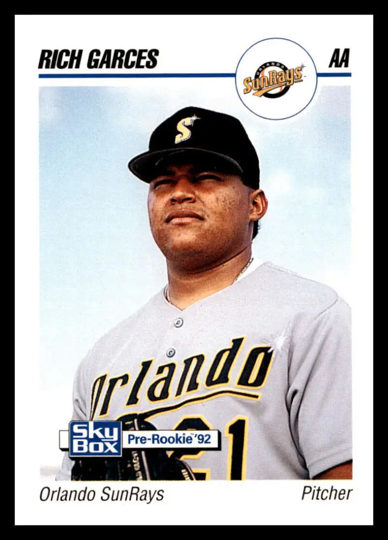 Baseball card of Rich Garces in Orlando Sun Rays white uniform with black cap