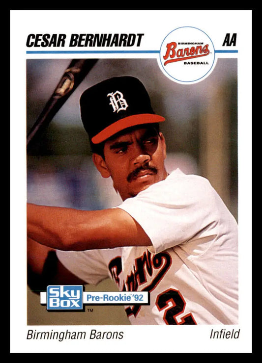 Cesar Bernhardt Birmingham Barons baseball card in white uniform and black cap