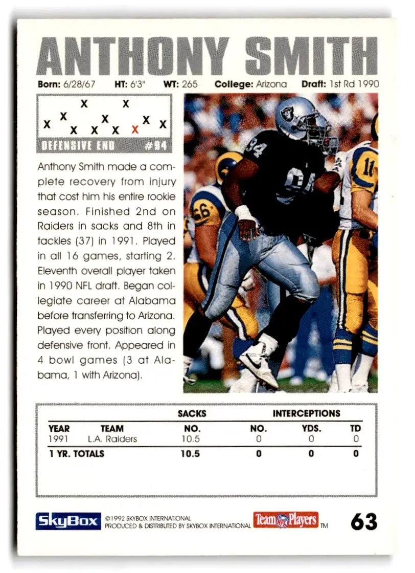 1992 SkyBox Impact #63 Anthony Smith - Trading Card