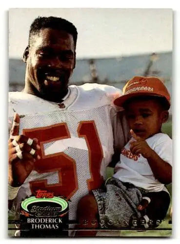1992 Stadium Club #595 Broderick Thomas Tampa Bay Buccaneers football card original gloss