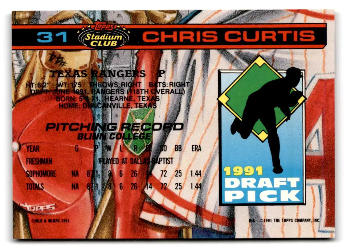 Baseball card of Chris Curtis from 1992 Stadium Club Dome #31 collectible set