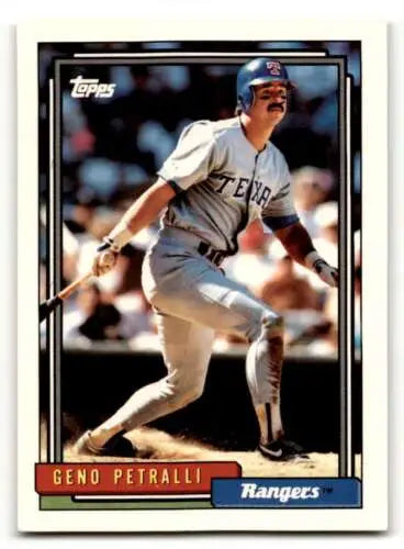 1992 Topps #409 Geno Petralli Texas Rangers Baseball Card with original gloss condition