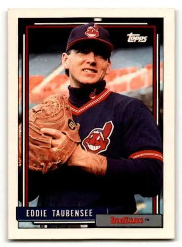 1992 Topps #427 Eddie Taubensee Cleveland Indians Baseball Card with original gloss