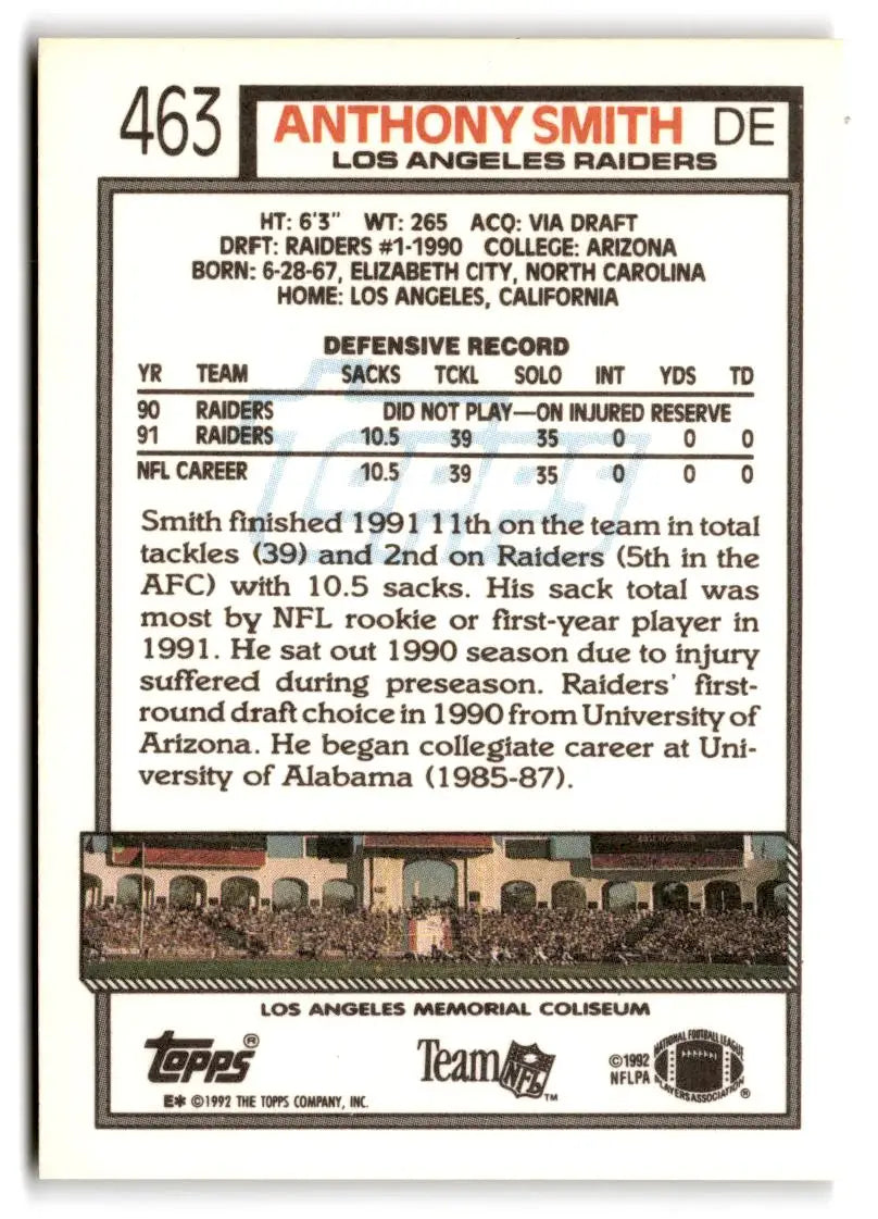 1992 Topps #463a Anthony Smith - Trading Card