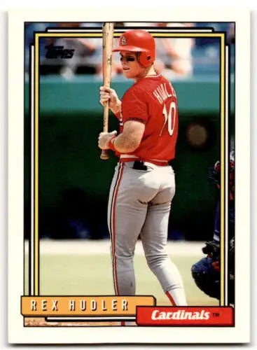 1992 Topps #47 Rex Hudler baseball card with original gloss and NM-MT condition