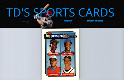 Baseball card featuring four players from 1992 Topps Prospects Shortstops Chipper Jones