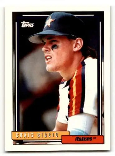 Original gloss 1992 Topps #715 Craig Biggio Houston Astros Baseball Card EX/NM