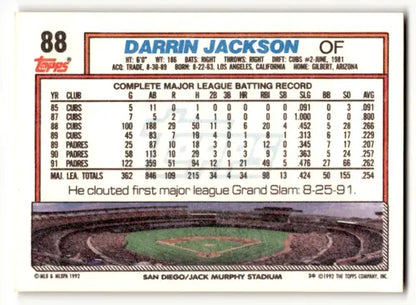 1992 Topps #88 Darrin Jackson NM Near Mint Padres ID:53823 - Trading Cards